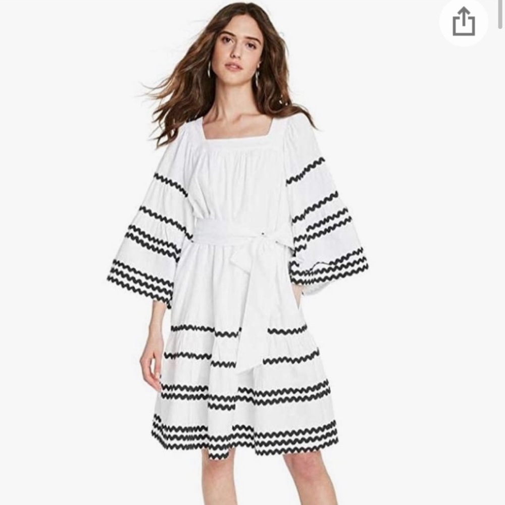 Lisa Marie Fernandez x Target Ric Rac Flared Sleeve White and Black Dress Small